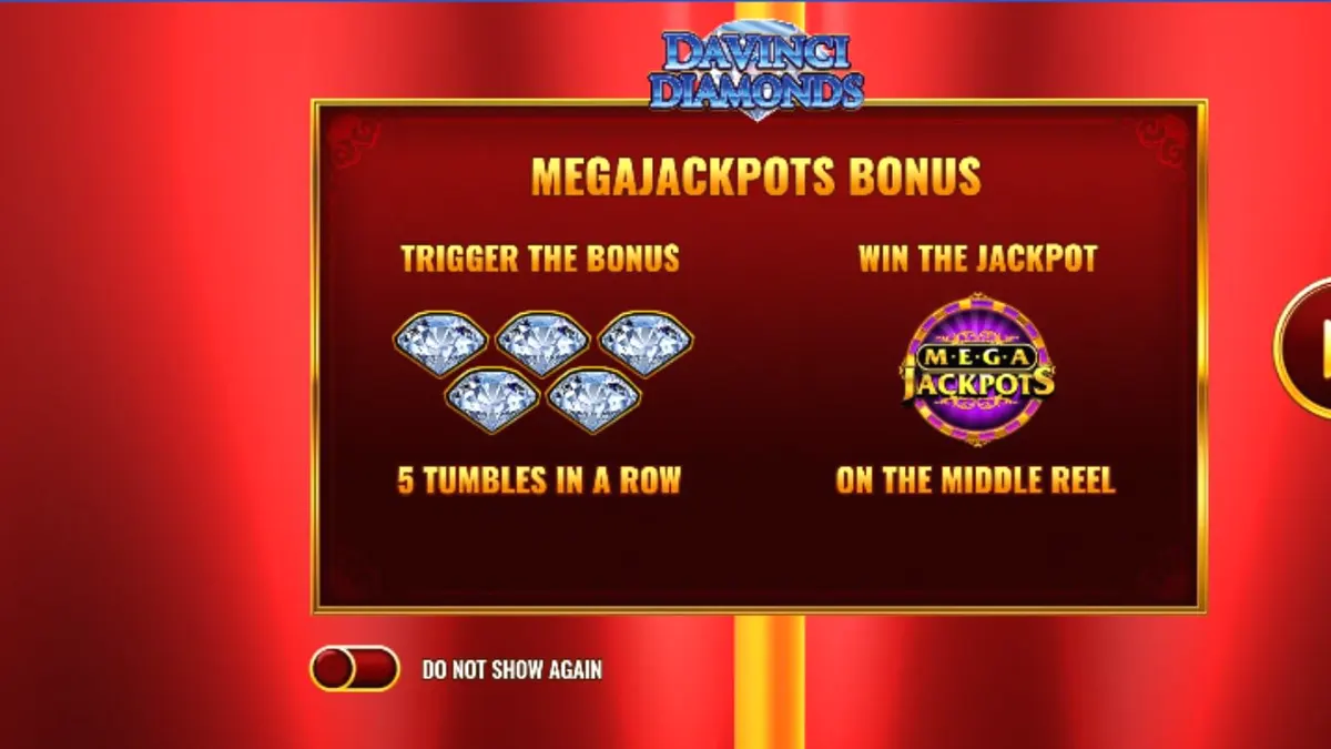 Tampilan visual slot Mega Jackpot DaVinci Diamonds dengan tema seni Renaisans dan berlian.