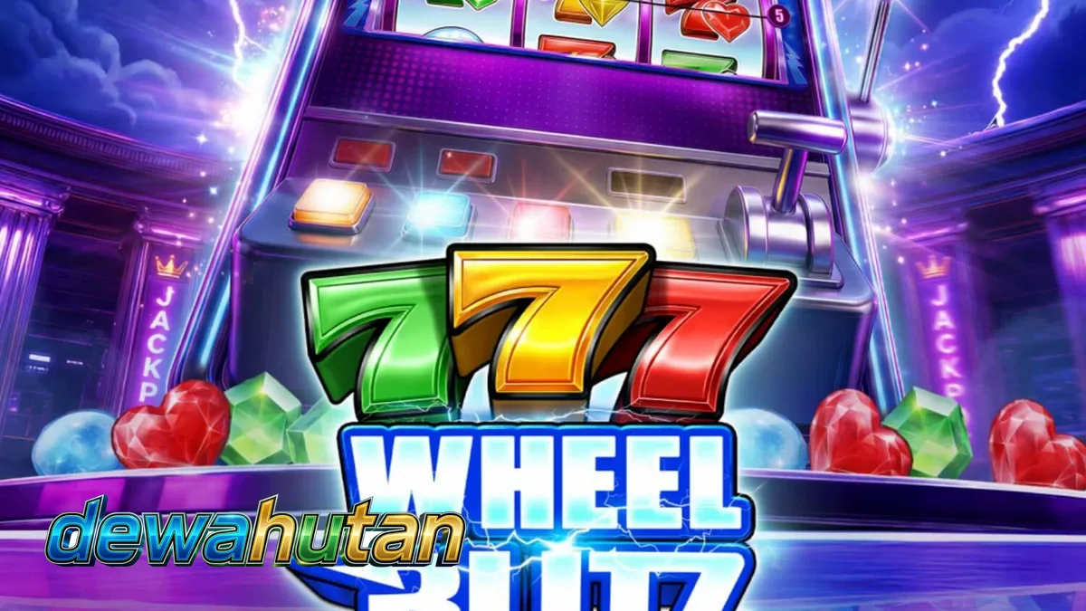 Tampilan visual slot 777 Wheel Blitz dengan nuansa neon dan roda bonus yang megah.